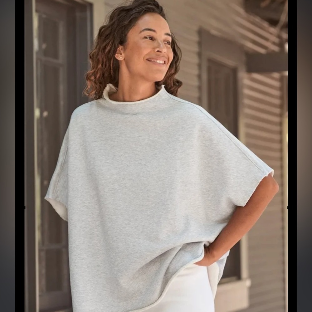 Frank & Eileen Funnel Neck Audrey Capalet Gray Melange OS one size short sleeve